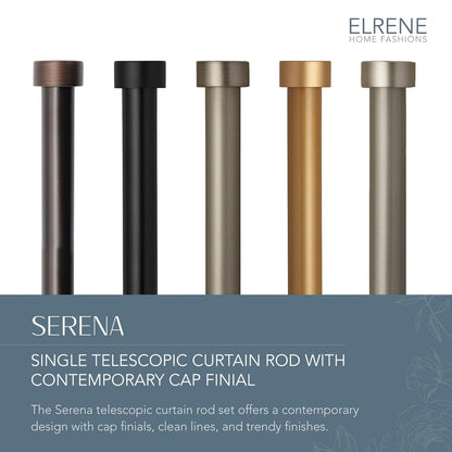 Elrene Home Fashions Serena - Barra de Cortina para Ventana de 1 Pulgada con Acabado contemporáneo, Contemporáneo, Dorado Suave, 28" to 48" Adjustable Rod, 1