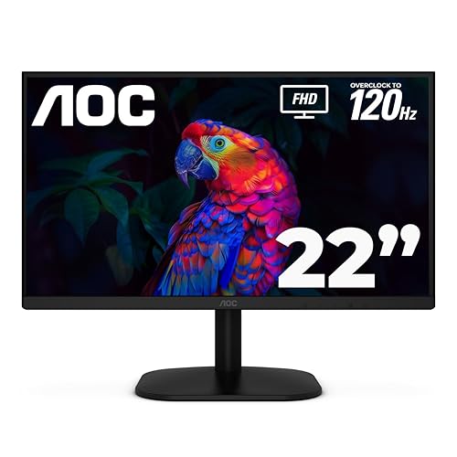 AOC Monitor 22 Pulgadas, 22B35HM23, FHD IPS, 120 Hz, 4 ms, Sincronización Adaptativa, VGA y HDMI, Sin Parpadeo, Luz Azul Baja, Listo para HDR, VESA, Ajuste de Inclinación