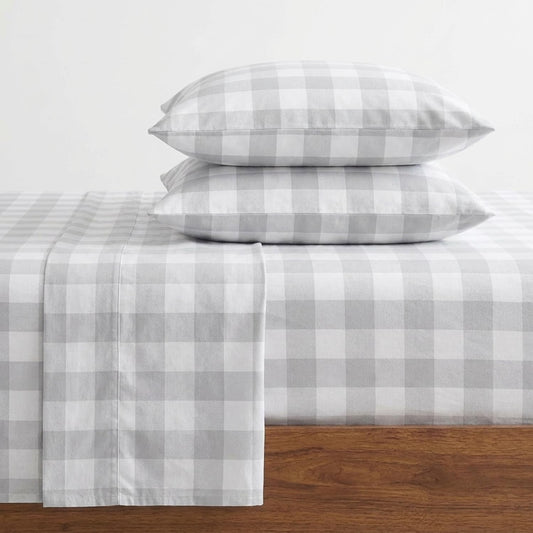 Eddie Bauer - Juego de sábanas Individuales, Ropa de Cama de Franela de algodón cálido y Transpirable con Bolsillos Profundos, Cepillado para Mayor suavidad, acogedora decoración del hogar,
