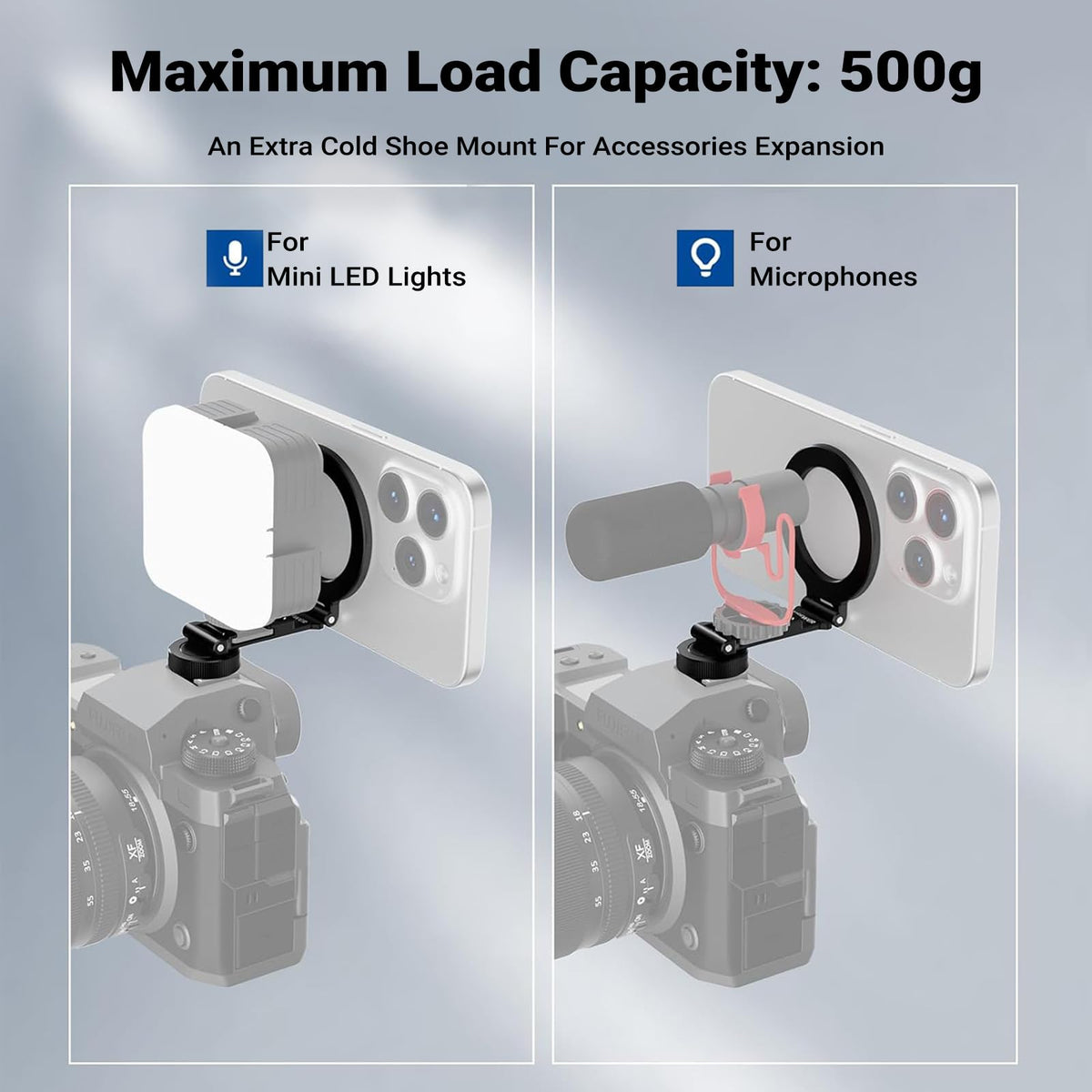 NEEWER Magnetic Tripod Phone Mount Cold Shoe Adapter,Alumnio Compacto Ligero Portátil Soporte Móvil Trípode Accesorio para Cámara, Compatible con MagSafe iPhone Samsung Android Grabación Vídeo, CA163