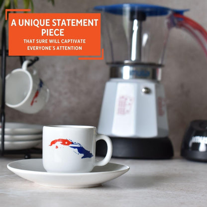 IMUSA Juego de 8 tazas de expreso de Cuba con platillos y estante de 1.5 oz
