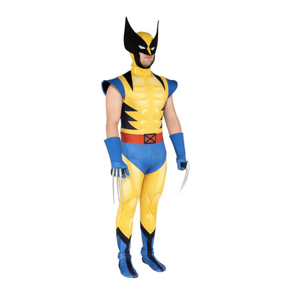 MARVEL Wolverine - Disfraz oficial de lujo Zentai de Halloween para adultos, traje de elastano elástico de dos vías con guantes y garras