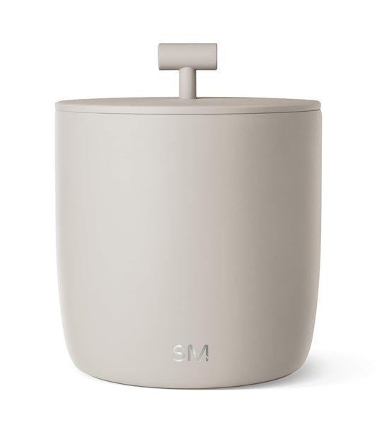 Simple Modern Aislamiento al Vacío Cubeta de Hielo con Tapa y Cucharón | Para Cócteles, Champán, Vino, Cerveza y Eventos | Rocks Colección| 3L | Almond Birch