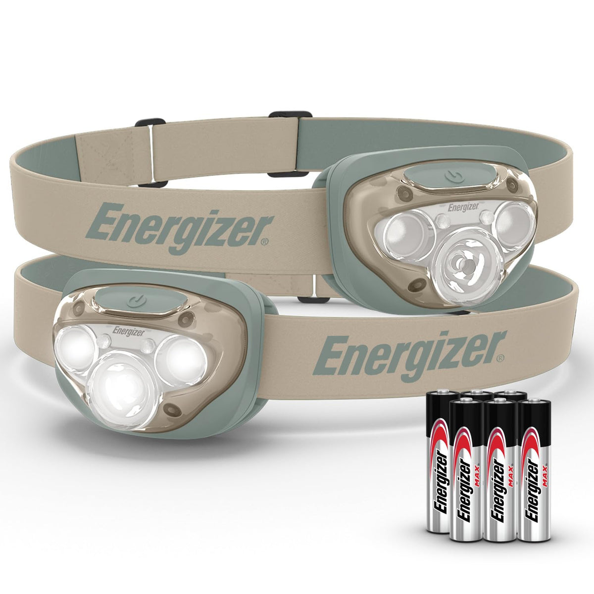 Energizer - Faros LED PRO (paquete de 2), IPX4 resistentes al agua, luz de cabeza de alto rendimiento para exteriores, camping, correr, tormenta, luz LED de supervivencia para emergencias (baterías