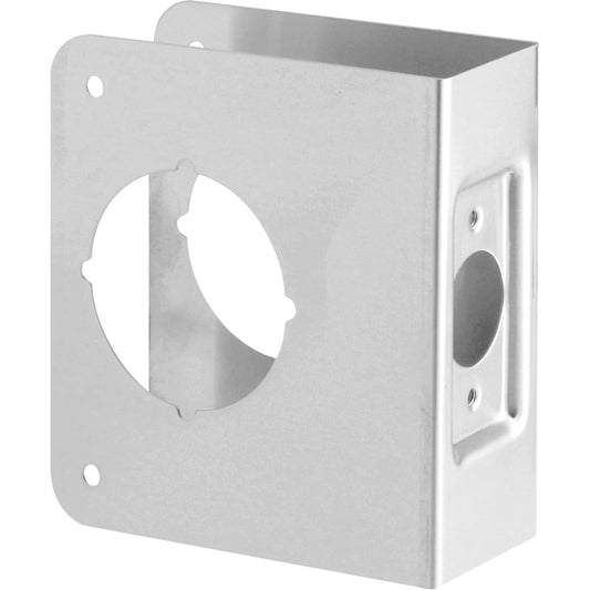 Defender Security U 9553 1-3/4" x 4-1/2 pulgadas. Cerradura y refuerzo de puerta de acero inoxidable, 2-1/8 pulgadas. Agujero único, 2-3/8 pulgadas. Backset (paquete individual)