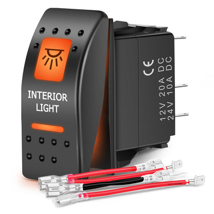 Nilight Interruptor Basculante 5 Pines para UTV, Retroiluminado - INTERIOR LIGHT