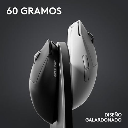Logitech G Pro X Superlight 2 Lightspeed Mouse Inalámbrico de Juegos, Ligero, Interruptor Híbrido LIGHTFORCE, Sensor Hero 2, 32,000 dpi, 5 BOT. Programables, Carga USB-C, PC y Mac - Blanco