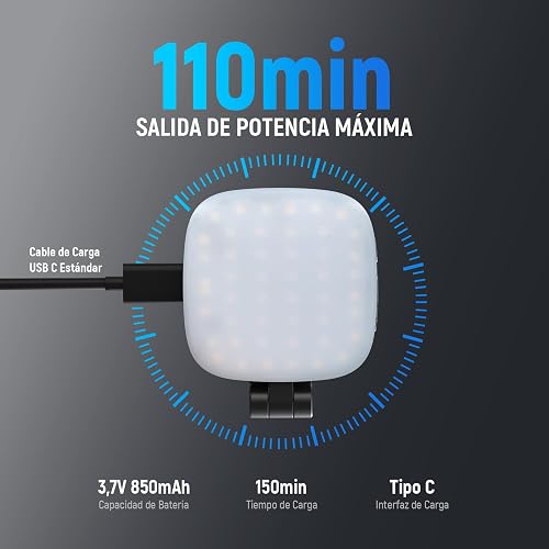 NEEWER BÁSICO Luz Selfie Magnética Compatible con MagSafe iPhone, CRI95 700lx/0,3m Aro Relleno LED Plegable Iluminación con Espejo para Zoom Maquillaje Foto Grabación Videoconferencia, Negro NL48B