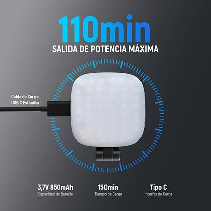 NEEWER BÁSICO Luz Selfie Magnética Compatible con MagSafe iPhone, CRI95 700lx/0,3m Aro Relleno LED Plegable Iluminación con Espejo para Zoom Maquillaje Foto Grabación Videoconferencia, Negro NL48B