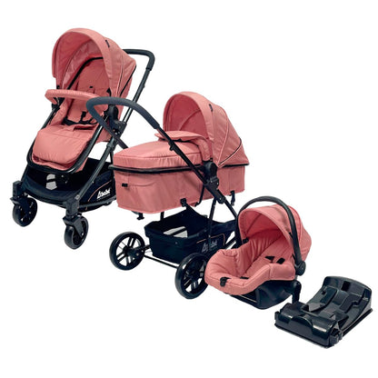 D´BEBÉCarriola Travel System Crown - Carriola Multifuncional - Ideal para Bebés Recién Nacidos y hasta los 4 años - Incluye y Autoasiento Color rosa
