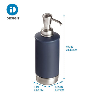 iDesign - Dispensador de jabón para baño o Cambiador, sostiene jabón de Manos o Platos, Azul Marino Mate/níquel Cepillado