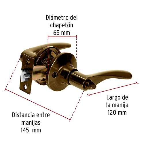 Hermex Basic CEMA-2RB Cerradura Basic manija, cil metal, recámara, latón antiguo, color Latón antiguo, pack of/paquete de 1