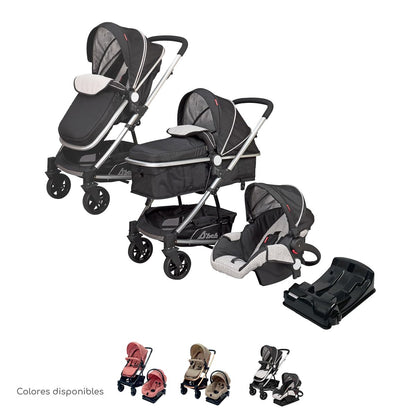 D´BEBÉ - Carriola Travel System Crown - Carriola Multifuncional - Ideal para Bebés Recién Nacidos y hasta los 4 años - Incluye Bambinieto y Autoasiento - Color Negro