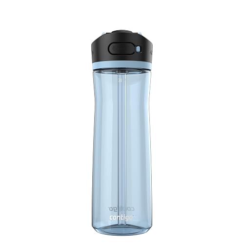 Contigo Botella de Agua Plástico Libre de BPA 710 ML Glaciar con Popote Ashland 2.0 Antiderrames Seguro para Viajar
