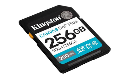 Kingston Tarjeta De Memoria SD, Canvas Go Plus Gen4, Capacidad: 256GB, 4K, Clase 10, UHS-I, U3, V30, Lectura: 200MB/s y Escritura: 160MB/s, SKU: SDG4/256GB