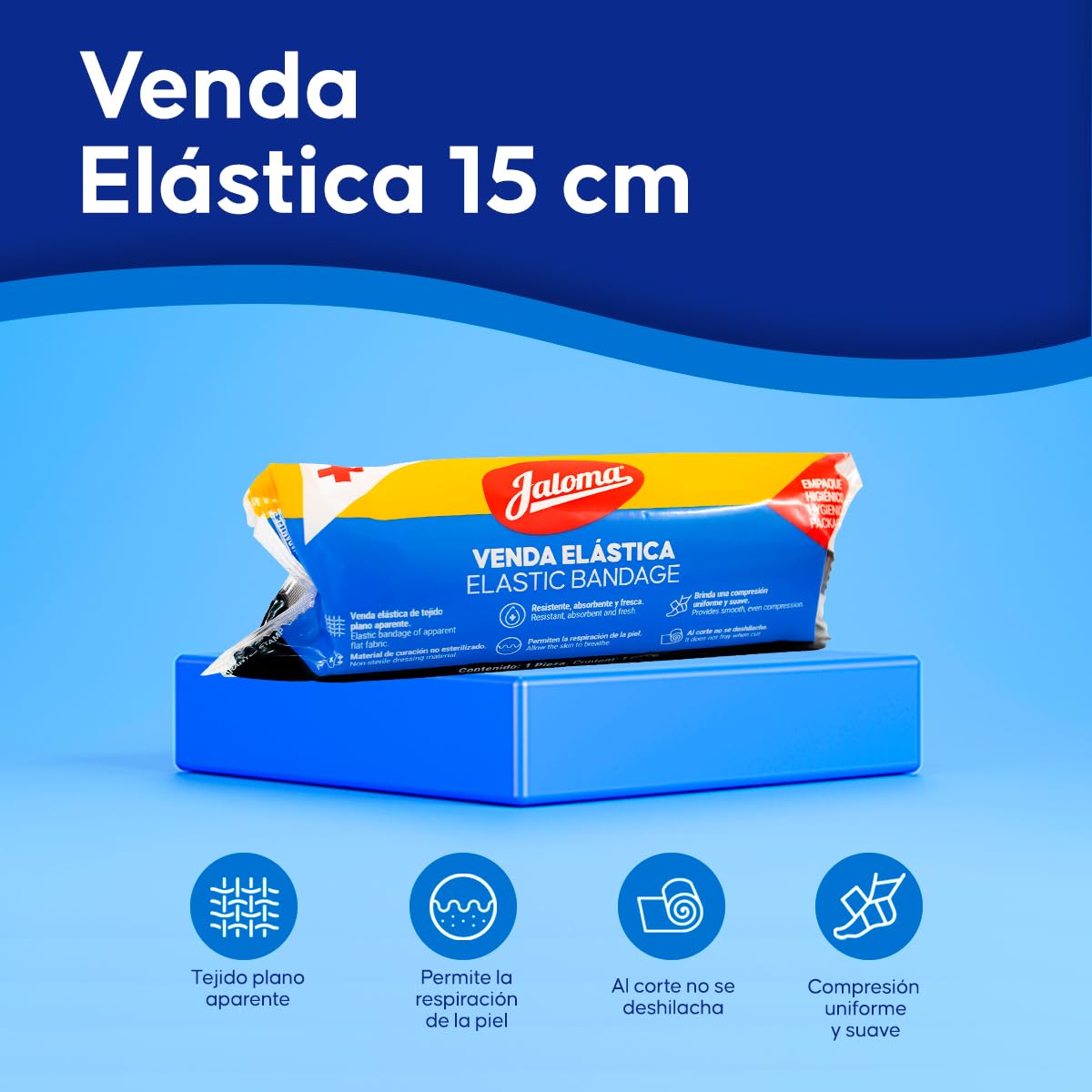 Jaloma | Venda elástica de 15 cm, resistente y fresca, compresión, pack c/12 pzas