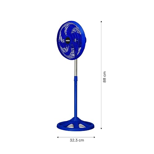 PRACTIKA 10-SF | Ventilador de Pedestal 10” Azul | 3 Velocidades | Altura Ajustable (66 a 88 cm) | Compacto y fácil armado | Ideal para Espacios Pequeños | 65W