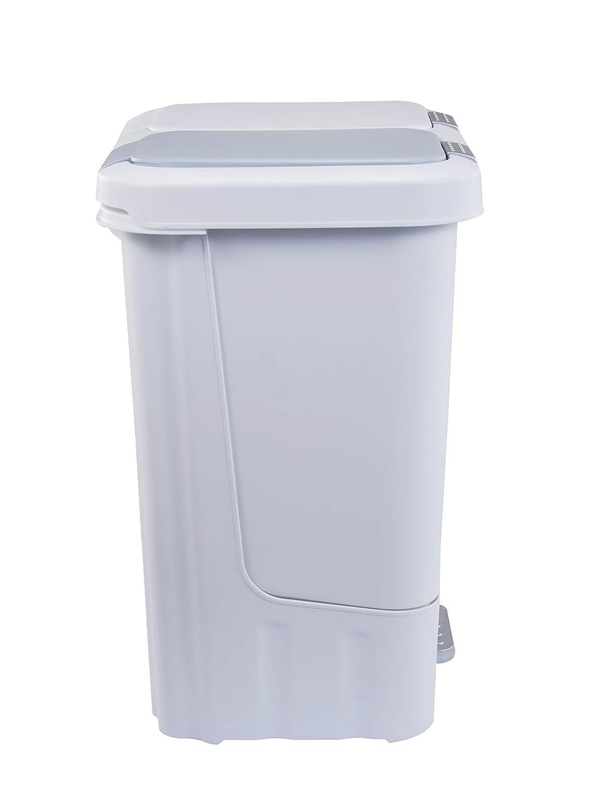 Bote de basura doble de 40 l, tapa de cierre lento con cubos extraíbles, color blanco