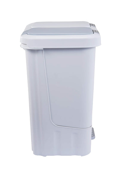 Bote de basura doble de 40 l, tapa de cierre lento con cubos extraíbles, color blanco
