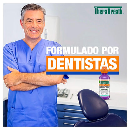 TheraBreath Enjuague Bucal Complete 6 en 1, Menta Revitalizante 473 ml. | Ayuda a Combatir las Caries y el Mal Aliento, Fortalecer los Dientes y el Esmalte. Sin Ardor ni Colorantes. Sin alcohol.