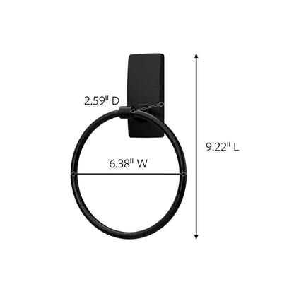 Command - Soporte para toallas de mano, color negro mate con tiras resistentes al agua, organizador de baño resistente al óxido, soporta hasta 5 libras, 1 anillo
