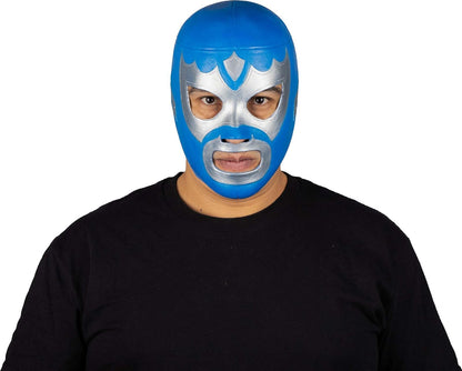 REV Máscara De Luchador Mexicano Alas De Plata Adulto, Diseño Azul Y Plateado Enmascarado De Lucha Libre, Ideal Para Halloween, Eventos Deportivos, Cosplay, Porras Y Partidos