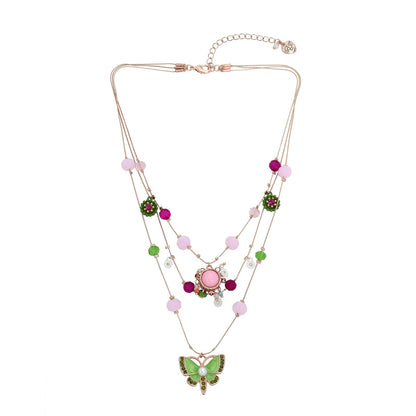 Betsey Johnson - Collar con dije de mariposa para mujer - Verde mariposa - oro rosa - Talla única