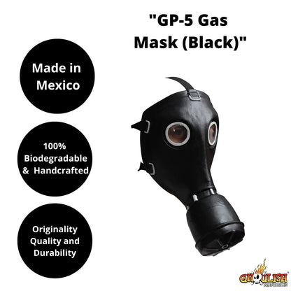 Ghoulish Productions Gas Mask (Black), Máscara de Steampunk Apocalíptica, Máscaras de Guerras Química Ideal para Halloween y Fiestas de Disfraces