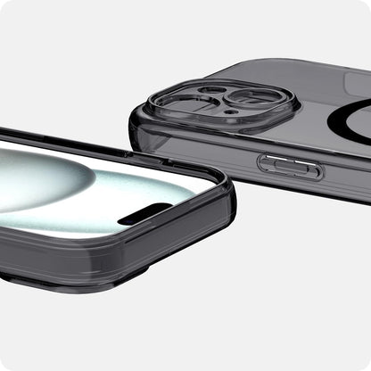 Avana Ice Funda con MagSafe Compatible con iPhone 15, Resistente a Caídas de 3m, Bisel Elevado, Protección Antimicrobiana - Negro/Transparente