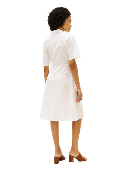 Tommy Hilfiger Short Sleeve Linen Shirt Midi Dress with Pockets Vestido Informal Mujer