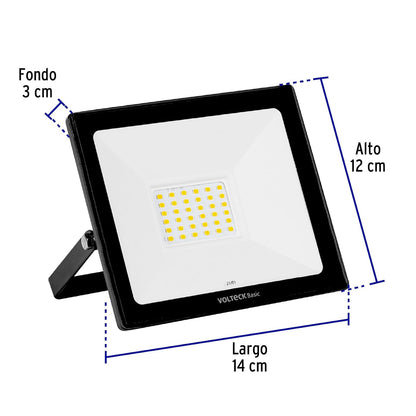 Volteck Basic REF-402L, Reflector ultra delgado LED 30 W luz de día encendido instantáneo