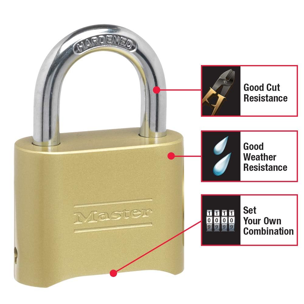 master lock cerradura de combinación reajustable, Número, 1 paquete, Metal