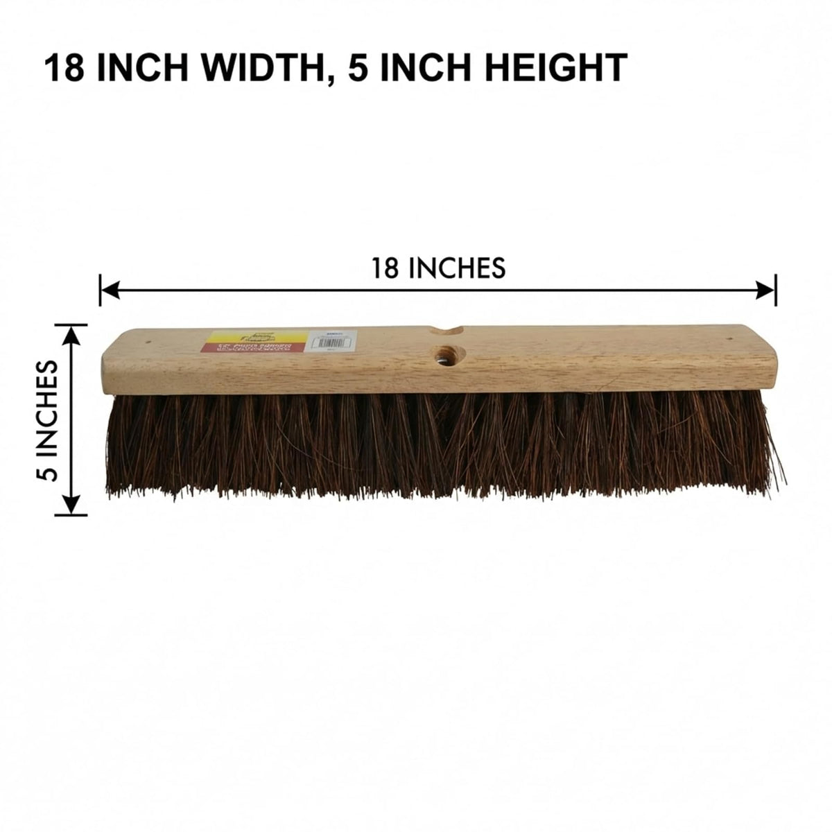 Bristles 4218 - Cabezal de Escoba de Empuje para Exteriores de 45,7 cm, Bloque de Madera Dura Resistente, Fibras de Palmyra rígidas, Color café