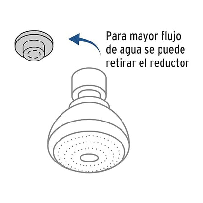 Foset Basic R-506, Regadera redonda, cabeza ABS, 2-1/2", Basic