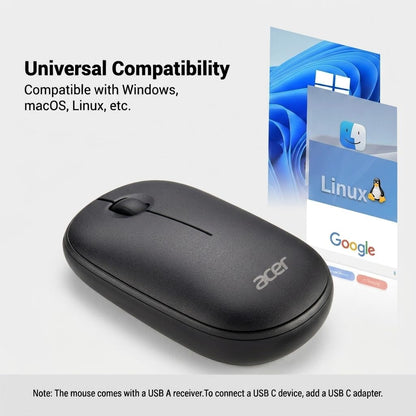 Acer AMR100 Mouse Inalámbrico | Hasta 1600 dpi, 2.4 GHz USB