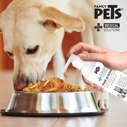 Lomas Medical Solutions Kit Salud Digestiva y Bienestar para Perros Aceite de Salmón Omega 3 + Probiótico + Plato 16 oz (Colores Surtidos)