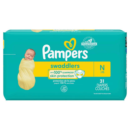PAMPERS Swaddlers Pañales Desechables Unisex Etapa 0, 124 Uds, Bebé -4,5 Kg