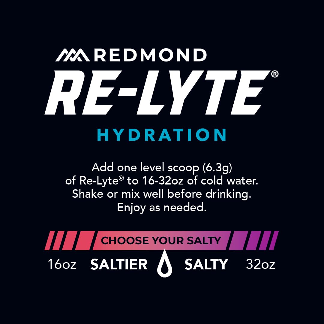 REDMOND RE-LYTE, Electrolitos Naturales con Real-Salt, Hidratación Clean sin Calorías ni Azúcares, 60 Porciones, Sabor Mixed Berry