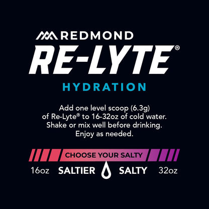 REDMOND RE-LYTE, Electrolitos Naturales con Real-Salt, Hidratación Clean sin Calorías ni Azúcares, 60 Porciones, Sabor Mixed Berry