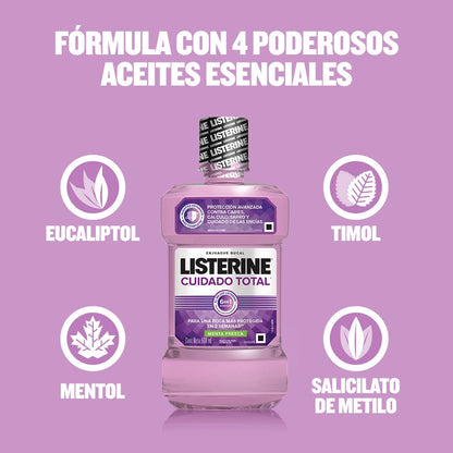 LISTERINE Enjuague Bucal Cool Mint 1 L + Enjuague Bucal Cuidado Total 1 L