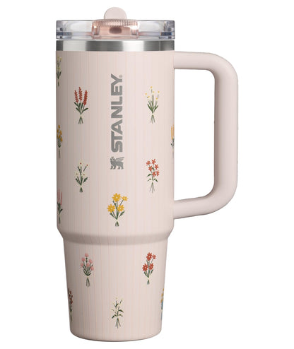 Stanley Quencher ProTour Vaso Térmico con Popote Abatible, Acero Inoxidable - 30 Ounces - Ramos de cuarzo rosa