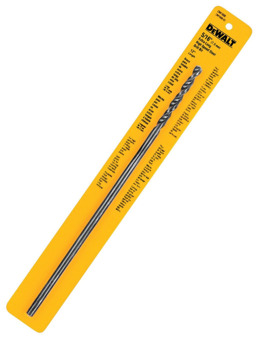 DEWALT DW1608 Broca helicoidal extra larga de óxido negro de 5/16 pulgadas por 12 pulgadas