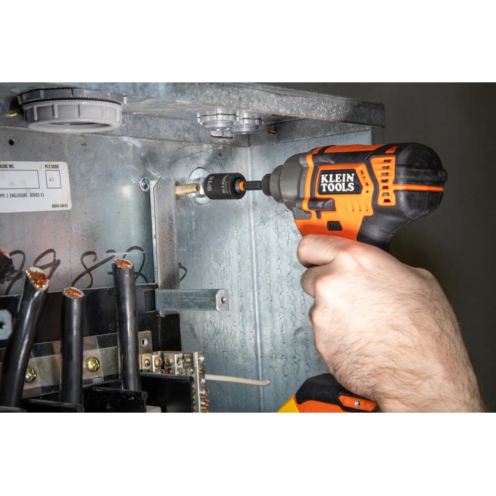 Klein Tools 33805 ProFlex Juego de herramientas de destornillador de impacto SAE de 38 piezas con carcasa modular, acero S2, destornillador magnético, ajustable, 29 bits, 6 tamaños de enchufe SAE