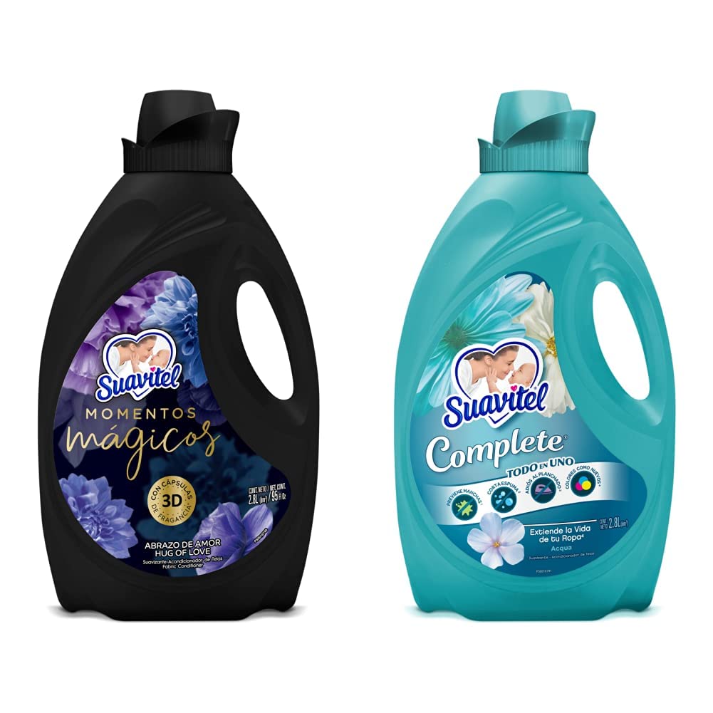 Suavitel Momentos Mágicos Suavizante de Telas Abrazo de Amor 2800ml + Complete Suavizante de Telas Acqua 2.8 L