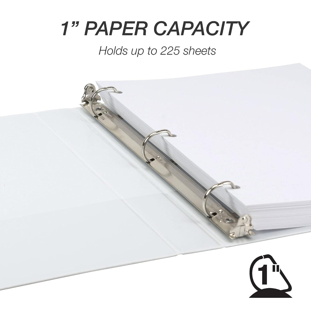 Samsill - Carpeta de 3 anillas duradera de 1 pulgada, fabricada en Estados Unidos, carpeta de anillos en D, tablero de aglomerado FSC 100% reciclado, color blanco