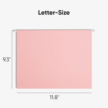 Smead Carpetas colgantes estándar, 25 unidades, color rosa, pestañas ajustables de corte 1/5, tamaño carta (64066)