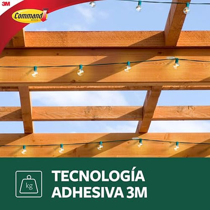 Command 3M Gancho Adhesivo sin dañar la superficie, Uso Exterior, Mediano, Transparente, 12 piezas