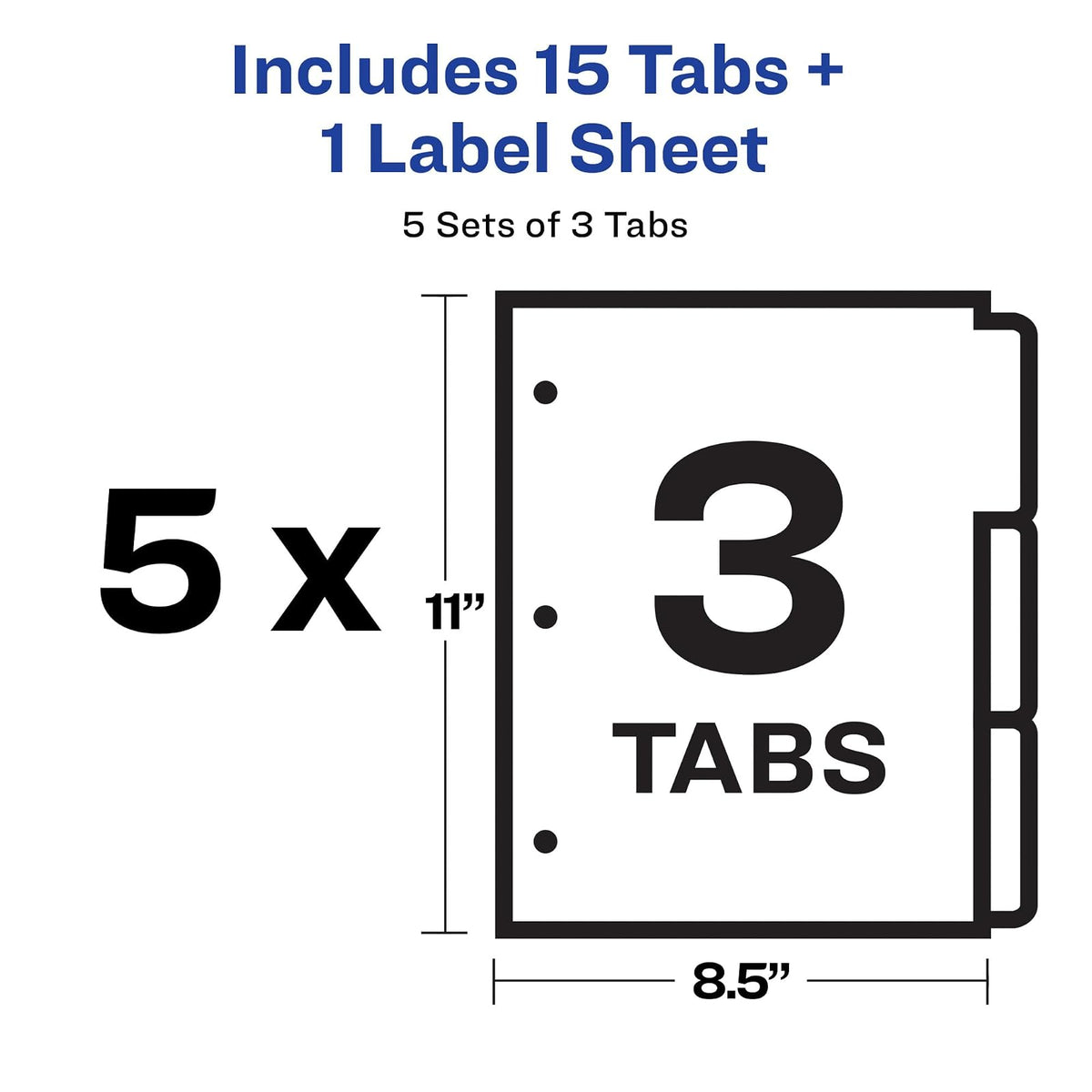 Avery Index Maker Divisores de etiquetas transparentes, 3 pestañas, Blanco, 5 sets