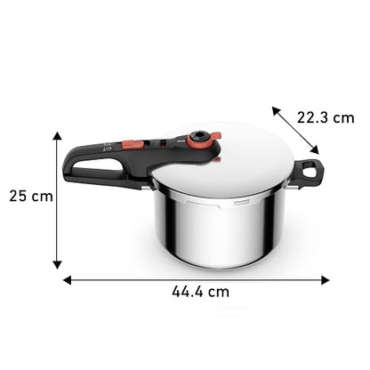 T-Fal Olla Express Secure Click 6L de Acero Inoxidable con Indicador de Presencia de Presión, Máxima Seguridad, P2580705
