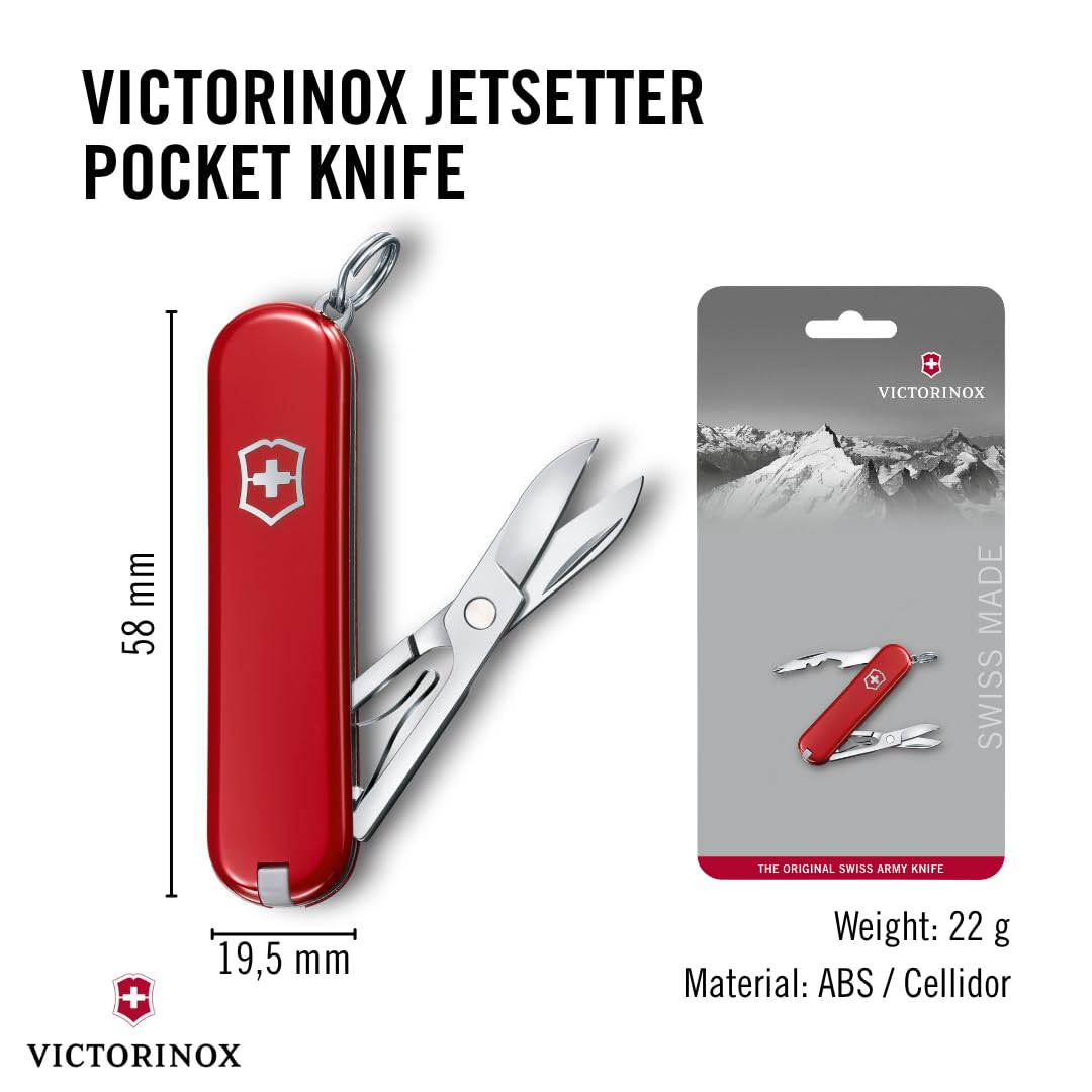 Victorinox Navaja Jetseller, 7 Usos, Roja | Navaja suiza, báscula duradera, EDC compacta, viajes y actividades al aire libre